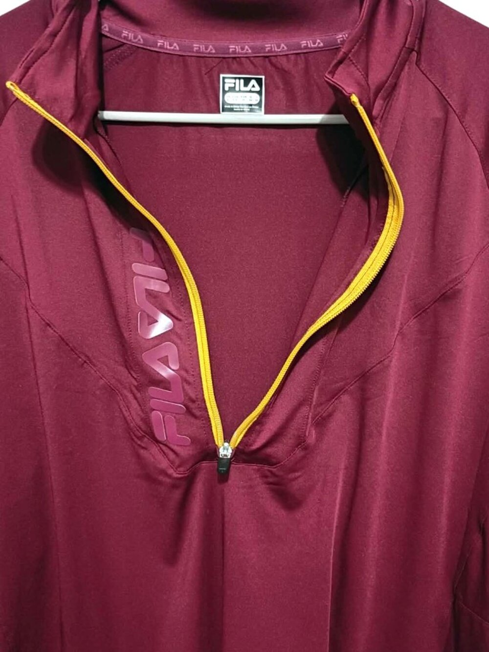 NWT FILA 1/2 Zip Pullover, Mens size L, Maroon - Picture 2 of 4